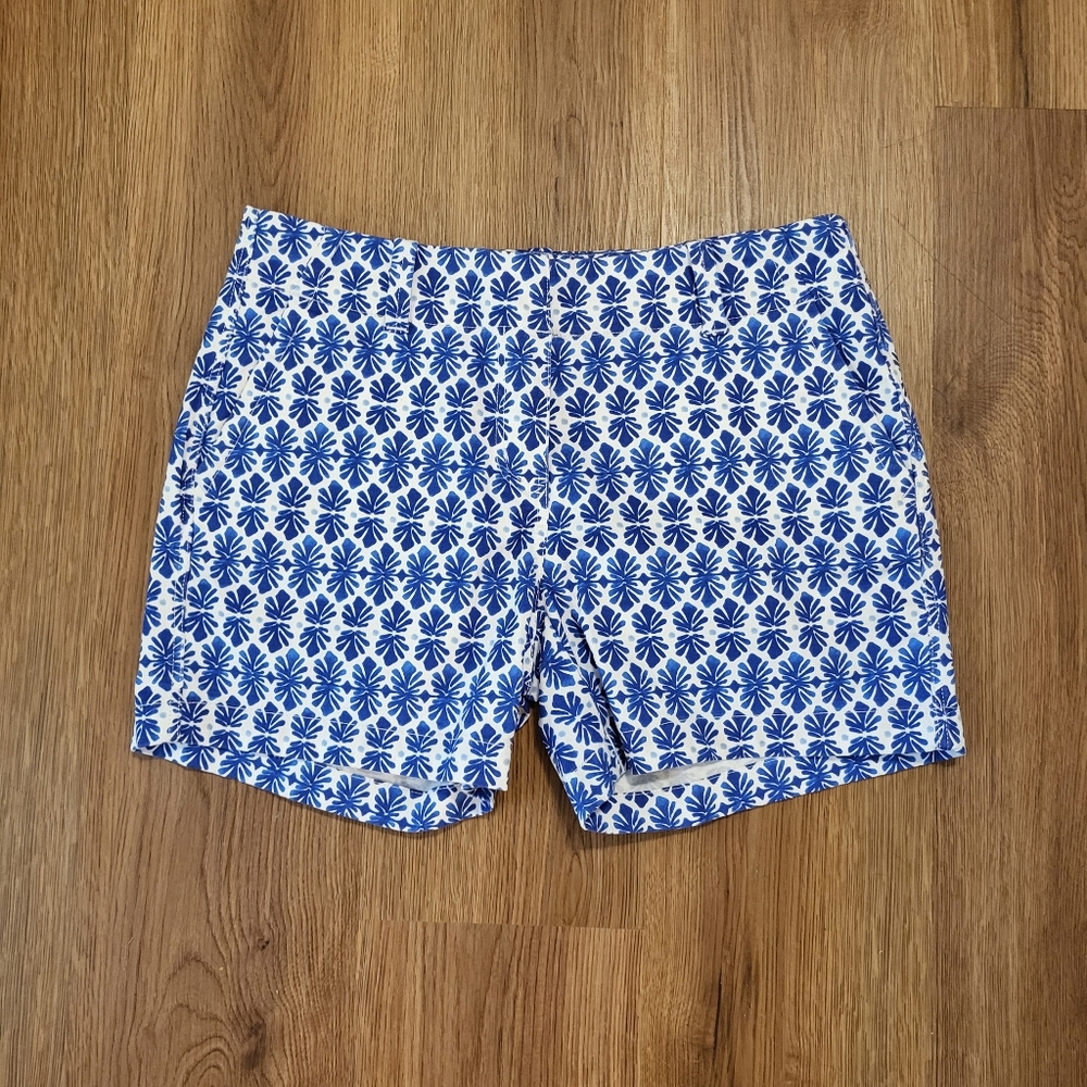 Vineyard Vines Everyday Shorts Blue White Pattern Summer Beach Casual Women's 6‎